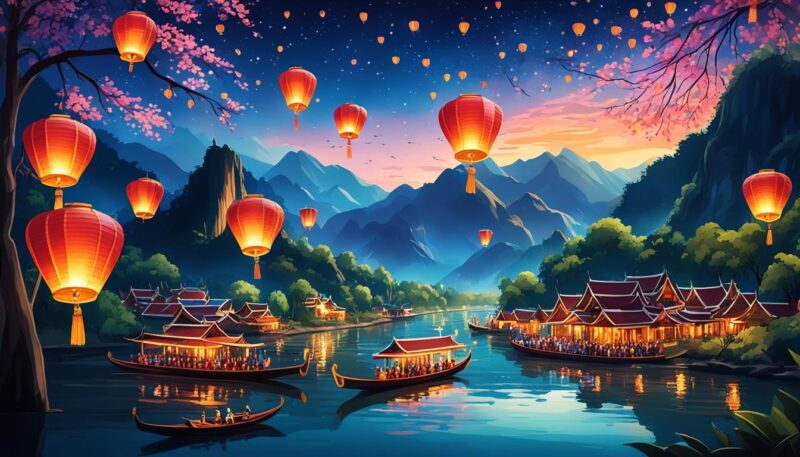 Floating Lanterns Festival in Thailand